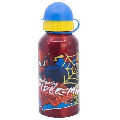 Spiderman Trinkflasche Aluminium, 400 ml, mit Sicherheitsverschluss