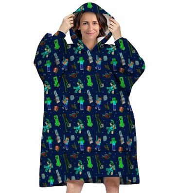 Minecraft Bequemer Überwurf mit Kapuze Kapuzen Poncho für Erwachsene in Einheitsgröße