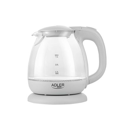 Adler AD 1283 Glas-Wasserkocher 1 L - 1100 W mit LED-Beleuchtung, Grau