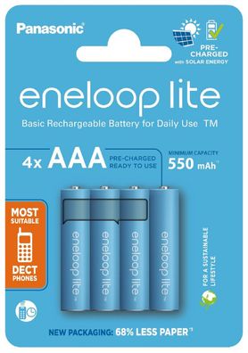 eneloop lite AAA Akkus – Wiederaufladbare NiMH Batterien 550 mAh 4er Pack
