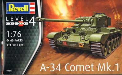Revell A-34 Comet Mk.1 britischer Panzer 69 Teile Kunststoff Modellbausatz 1:76 Neu