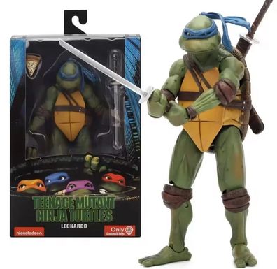 NECA TMNT Leonardo Actionfigur 18?cm Teenage Mutant Ninja Turtles 1990 Film NEU