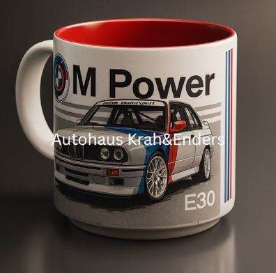 BMW M Power E30 Tasse Retro Kaffeebecher 330ml Keramik Spülmaschinenfest