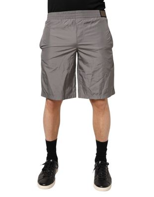 Dolce & Gabbana Light Gray Nylon Elastic Waist Shorts Swimwear