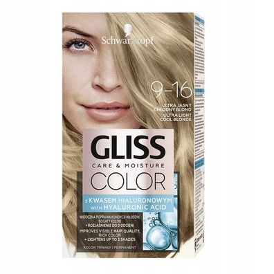 Schwarzkopf Gliss Farbcreme 9-16 Ultra-Helles Kühles Blond - 145 ml Professionel
