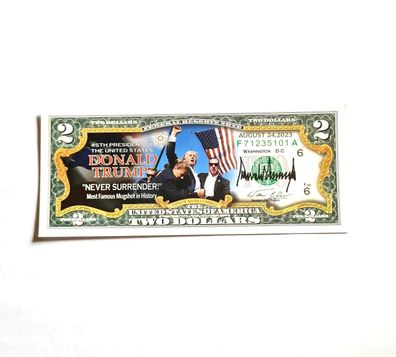 1 Schein 2 Dollar Donald Trump/Papier Schein/ USA Souvenier(DT3011251)