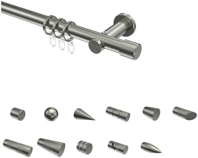 Interdeco Gardinenstangen Edelstahl-Optik 20 mm Ø Platon