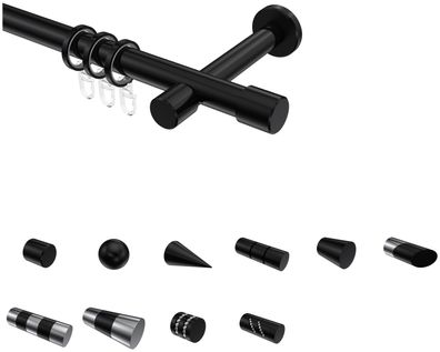 Interdeco Gardinenstangen Schwarz 20 mm Ø Prestige