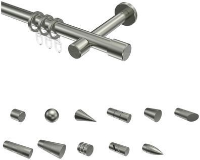 Interdeco Gardinenstangen Edelstahl-Optik 20 mm Ø Prestige