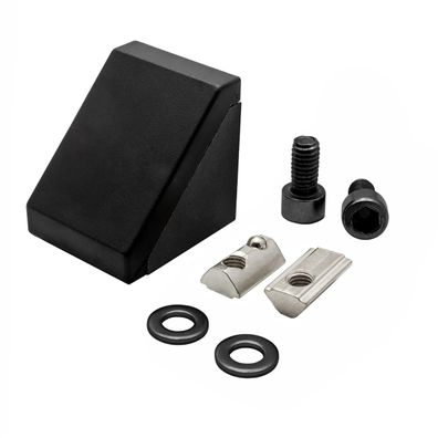 Befestigungswinkel ink. Schrauben und Nutensteine Nut 8 für Aluprofil 40-er schwarz