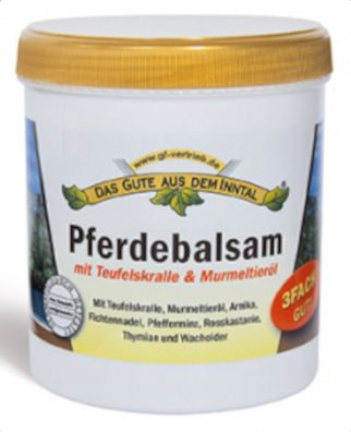 Pferdebalsam mit Murmeltieröl für Massagen der Gelenke, Muskeln 500 ml 3-fach gut