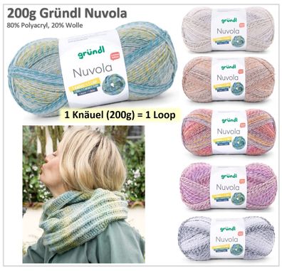 200g Gründl Nuvola - Farbverlaufsgarn Wolle für Loops Schal Pullover