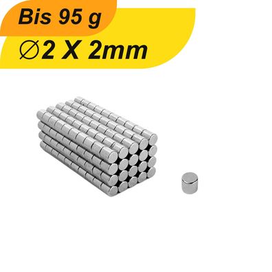 Neodym Magnet 2mm x 2mm Supermagnete hohe Haftkraft Scheibenmagnet