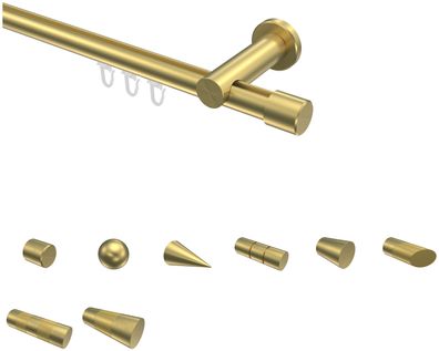 Interdeco Innenlauf Gardinenstangen Messing-Optik 20 mm Ø Platon