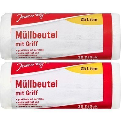 Ein Tag Müllsäcke mit Griff 25l 2x30 Stück
