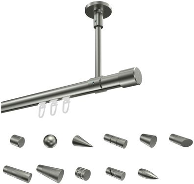 Interdeco Innenlauf Gardinenstangen Edelstahl-Optik 20 mm Ø Sonette