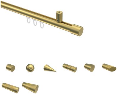 Interdeco Innenlauf Gardinenstangen Messing-Optik 20 mm Ø Sonius