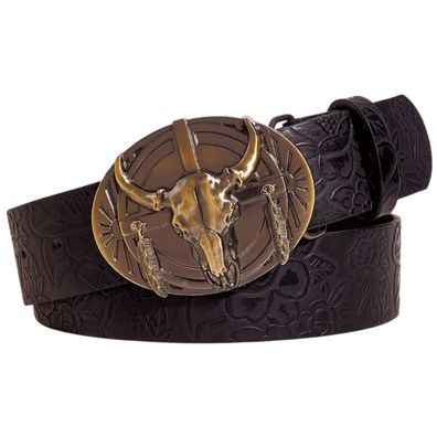 Koppelgürtel Modischer Gürtel mit Longhorn-Schnalle Westerngürtel
