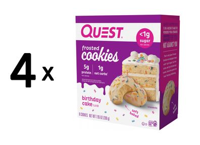 4 x Quest Nutrition Protein Frosted Cookies (8x25g) Birthday Cake