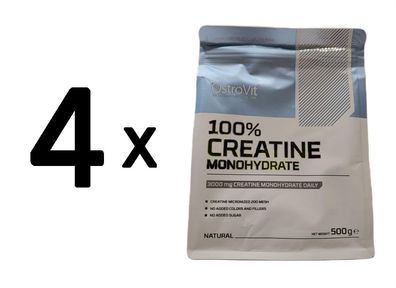 4 x OstroVit Creatine Monohydrate, Natural - 500g