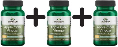 3 x Swanson Apple Cider Vinegar, 200mg Double-Strength - 120 tabs