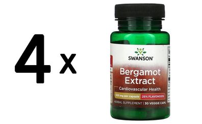 4 x Swanson Bergamot Extract with Bergavit, 500mg - 30 vcaps