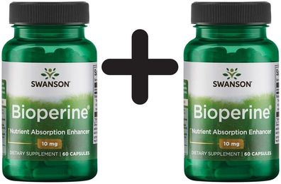 2 x Swanson Bioperine Nutrient Absorption Enhancer, 10mg - 60 caps