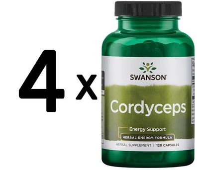 4 x Swanson Cordyceps, 600mg - 120 caps