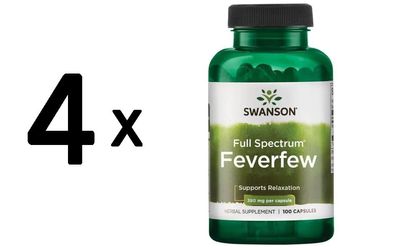 4 x Swanson Feverfew, 380mg - 100 caps