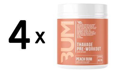4 x Raw Nutrition Thavage Pre-Workout, Peach Bum - 520g