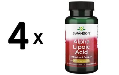 4 x Swanson Alpha Lipoic Acid, 100mg - 120 caps