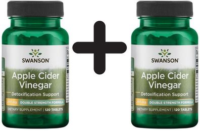 2 x Swanson Apple Cider Vinegar, 200mg Double-Strength - 120 tabs