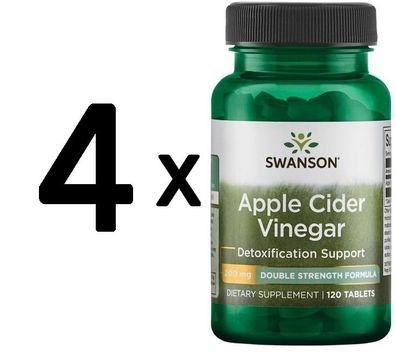 4 x Swanson Apple Cider Vinegar, 200mg Double-Strength - 120 tabs