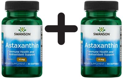 2 x Swanson Astaxanthin, 4mg - 60 softgels