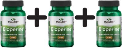 3 x Swanson Bioperine Nutrient Absorption Enhancer, 10mg - 60 caps