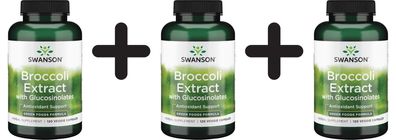 3 x Swanson Broccoli Extract with Glucosinolates, 600mg Extra-Strength - 120 vcaps