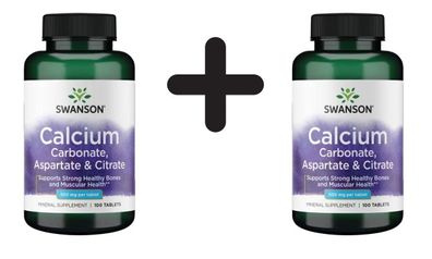 2 x Swanson Calcium (Carbonate, Aspartate & Citrate), 500mg - 100 tabs