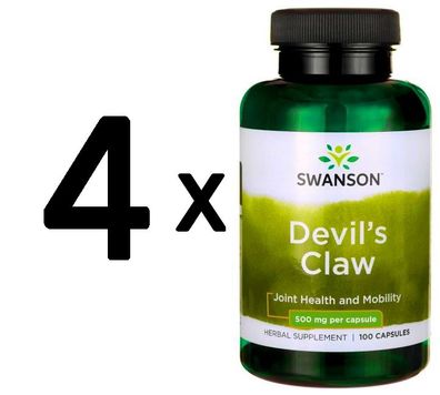 4 x Swanson Devil's Claw, 500mg - 100 caps