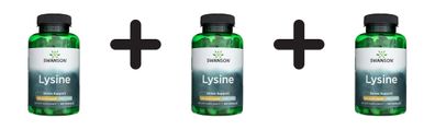 3 x Swanson Free-Form L-Lysine, 500mg - 100 caps