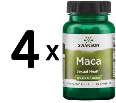 4 x Swanson Maca, 500mg - 60 caps