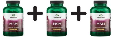 3 x Swanson MSM Methylsulfonylmethane, 1500mg - 120 tabs
