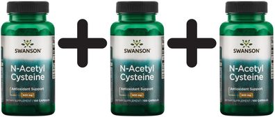 3 x Swanson N-Acetyl Cysteine, 600mg - 100 caps