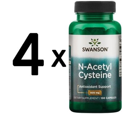 4 x Swanson N-Acetyl Cysteine, 600mg - 100 caps
