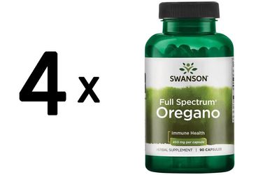 4 x Swanson Oregano, 450mg - 90 caps