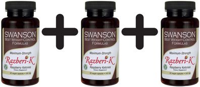 3 x Swanson Razberi-K, 500mg Maximum Strength - 60 vcaps