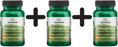 3 x Swanson Sulforaphane, 400mcg - 60 vcaps