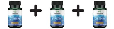 3 x Swanson Suntheanine L-Theanine, 100mg - 60 vcaps