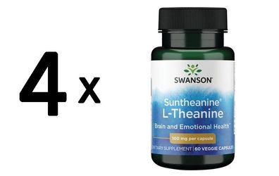 4 x Swanson Suntheanine L-Theanine, 100mg - 60 vcaps