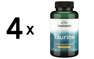 4 x Swanson Taurine, 500mg - 100 caps