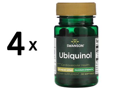 4 x Swanson Ubiquinol, 200mg - 30 softgels